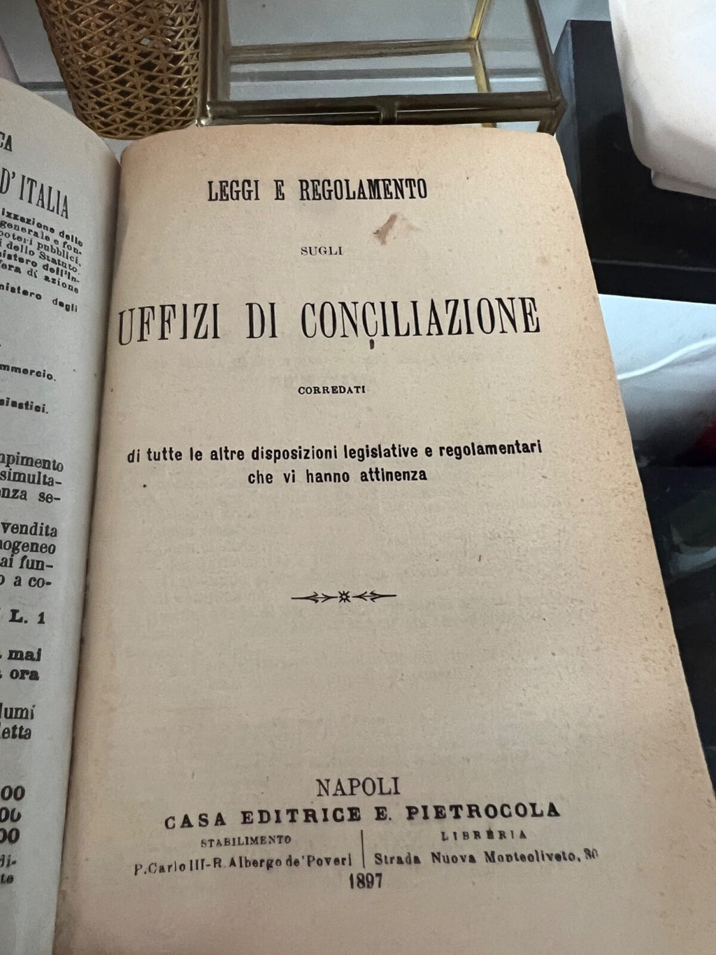 Housse Regno Italie Lire Et Règlement Le Réforme Napoli Du 1897 Ancien Rare