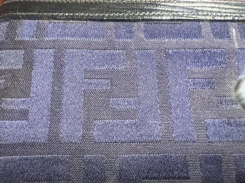 FENDI Portefeuille Homme Tissu Zucca Bleu Intérieur Cuir Avec Crochet Vintage