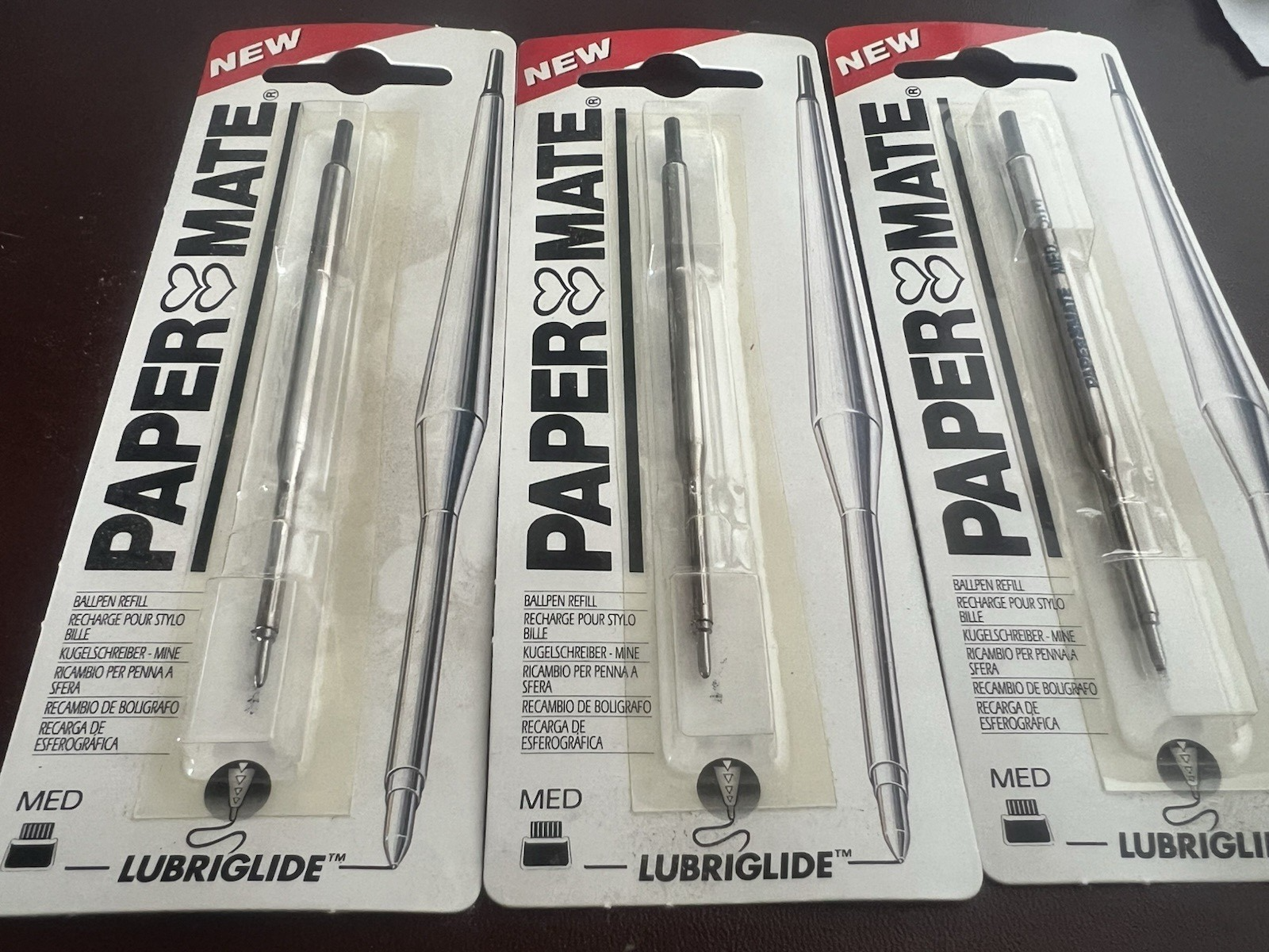 Papermate Recharge Stylo-Plume Noir Moyen 3 Pièces Recharge Encre Aurora