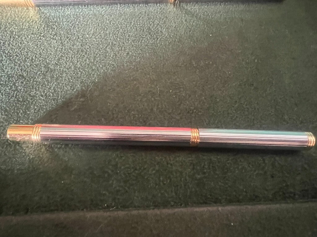 🔴 Penna stilografica e sfera mini e standard metallo cromate scrivono vintage