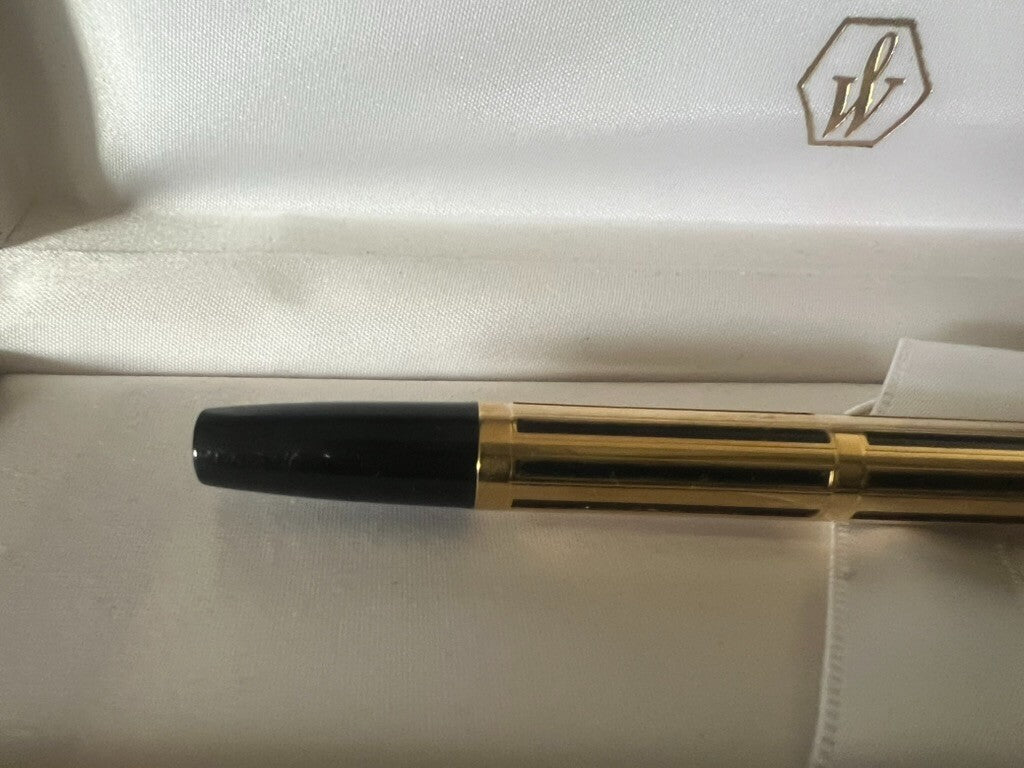 🔴 WATERMAN penna sfera Night and Day placcata oro con finestre concave scrive