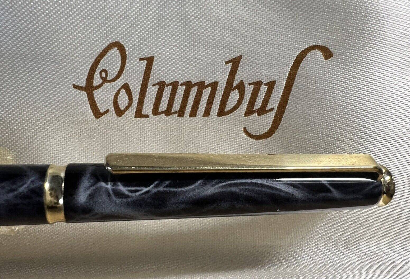 🔴 COLUMBUS penna stilografica lacca nero grigia marmorizzata cartuccia scrive