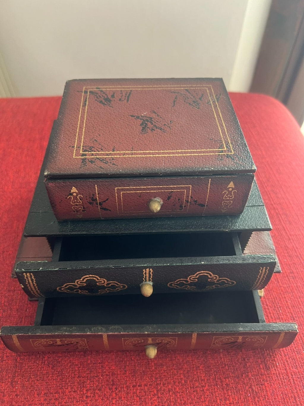 🔴 LIBRI contenitori cassaforte nascondiglio preziosi con pomelli pelle L 22 cm