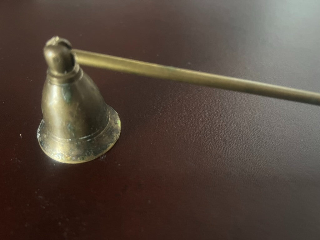 🔴 Spegni candela mocciolo smorza candela in BRONZO manico LEGNO vintage