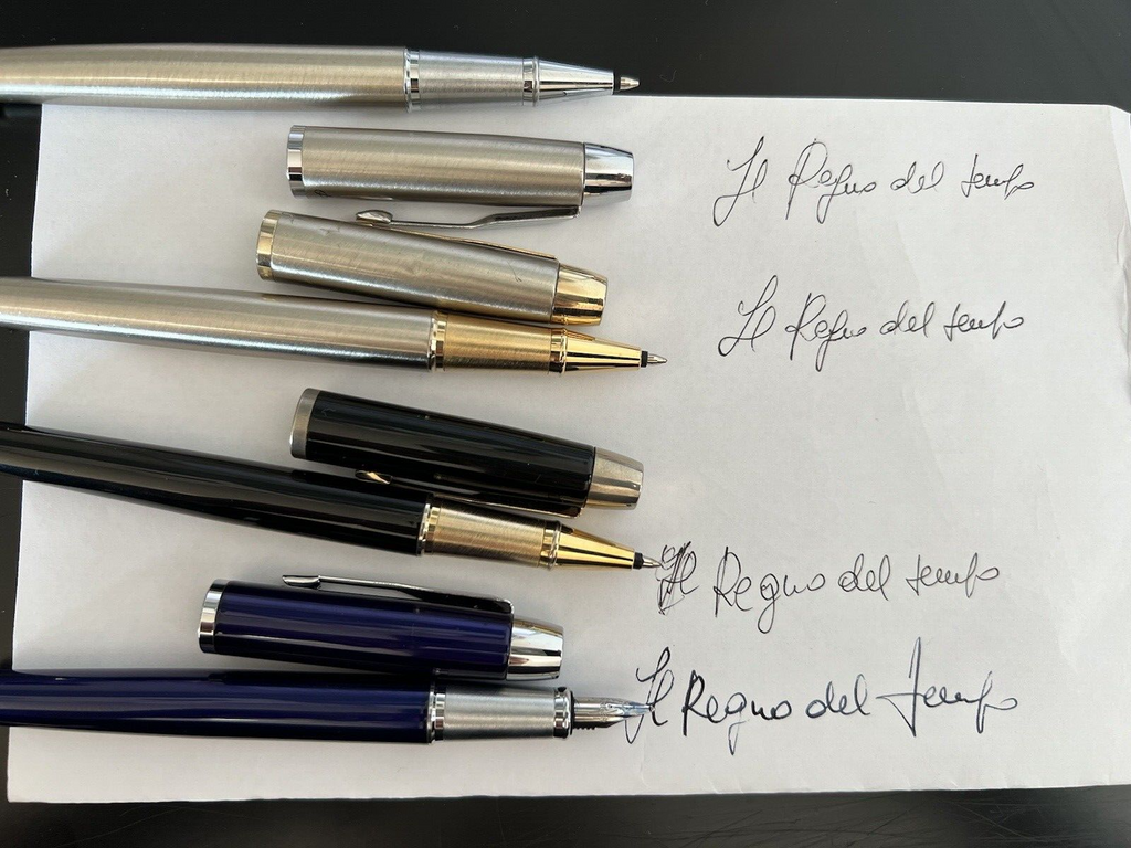 Parker Penne Sphère Et Stylo à Plume Im Laque Noir-Bleu Chrome 4 Scrivono