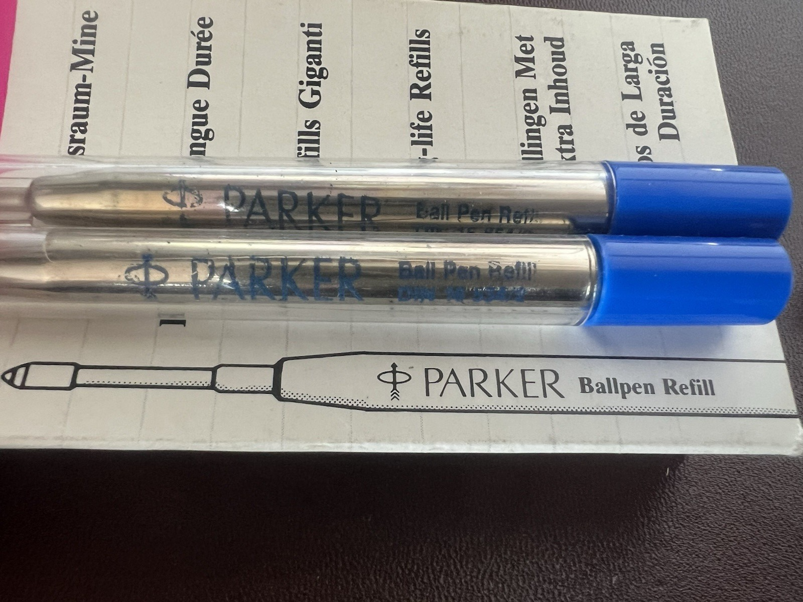 Parker Recharge Stylo-Plume Standard Bleu F Lot 8 Pièces Ballpen Recharge