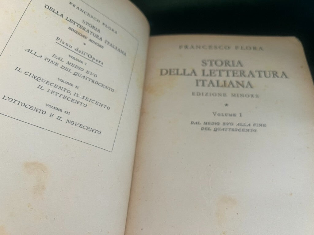 Livres Storia Della Littérature Italiana 3 Volumes Flora Mondadori 1947