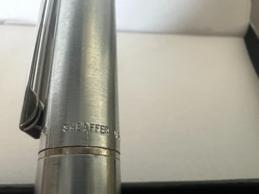 SHEAFFER Chrome Satin Metal Ballpoint Pen Vintage Glossy Profiles