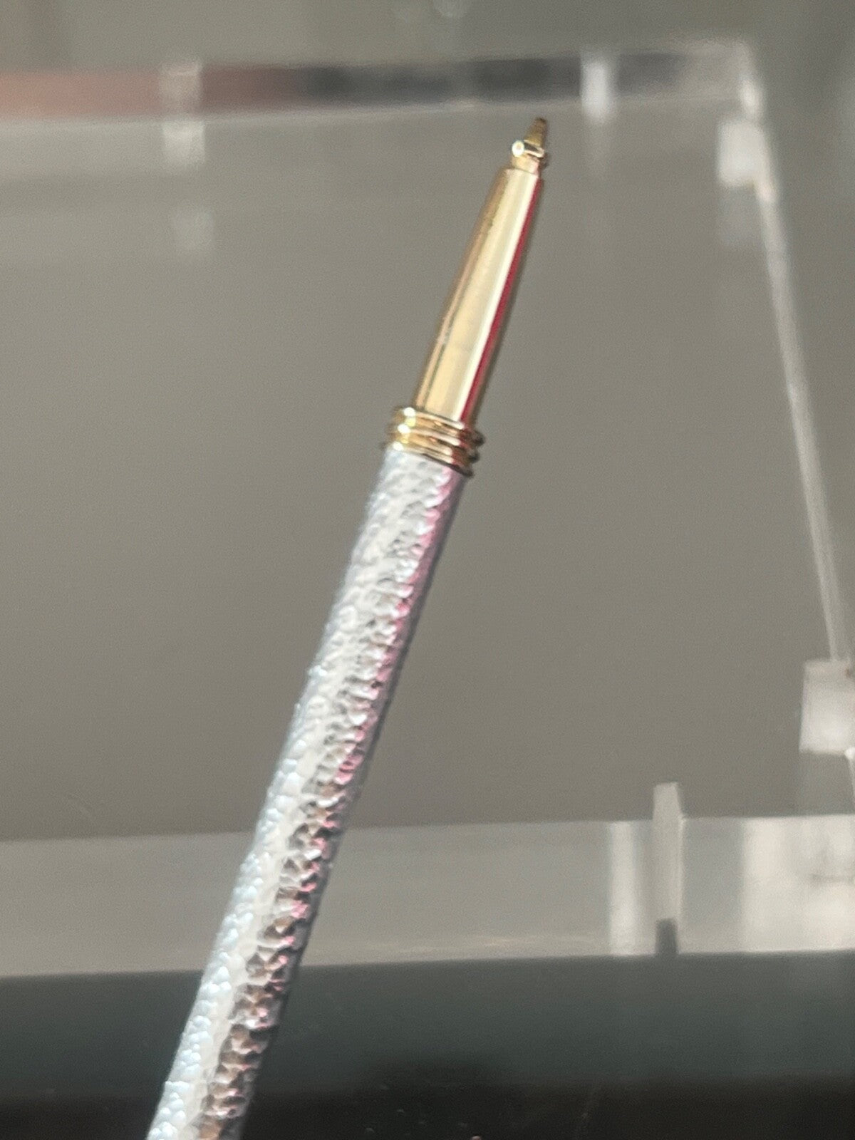 🔴 CLAP penna sfera metallo MARTELLATO molto sottile sostituire refill vintage