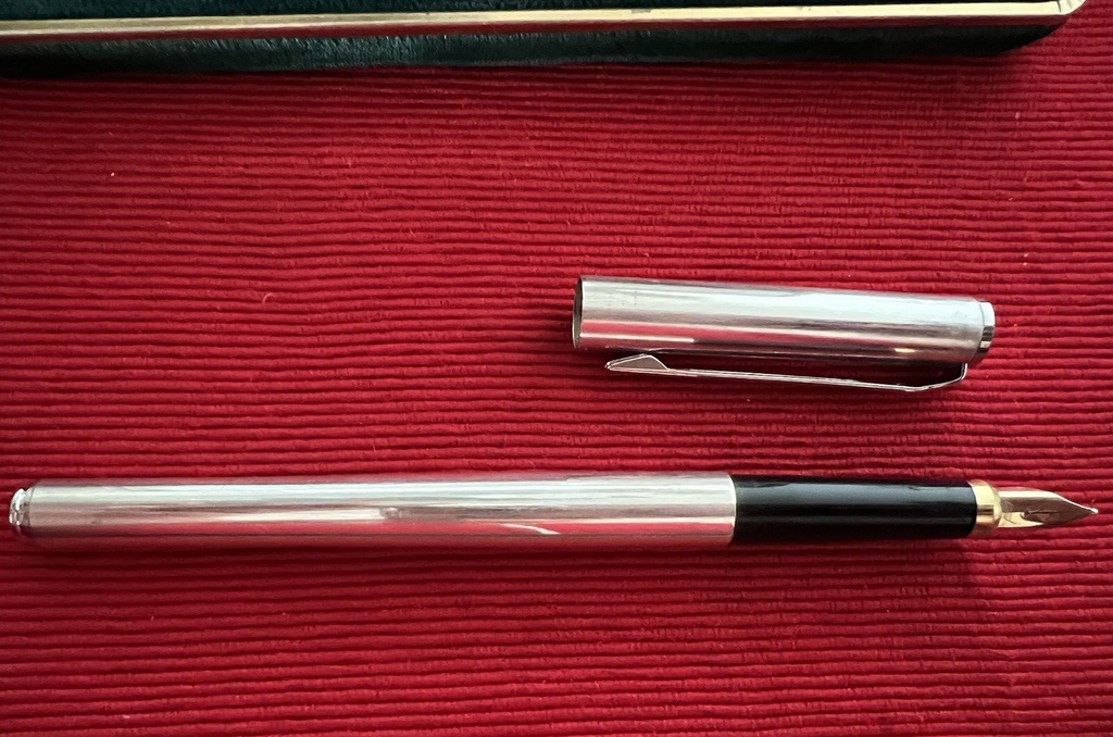 Stylo-Plume Stylo à Plume Argent 925 Cartouche Or 14K Vintage 1970 N4