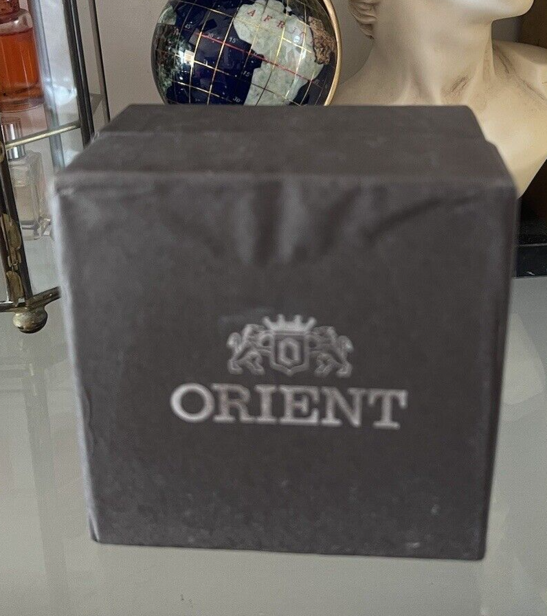 🔴 ORIENT box scatola orologio polso marrone custodia cuscino effetto seta