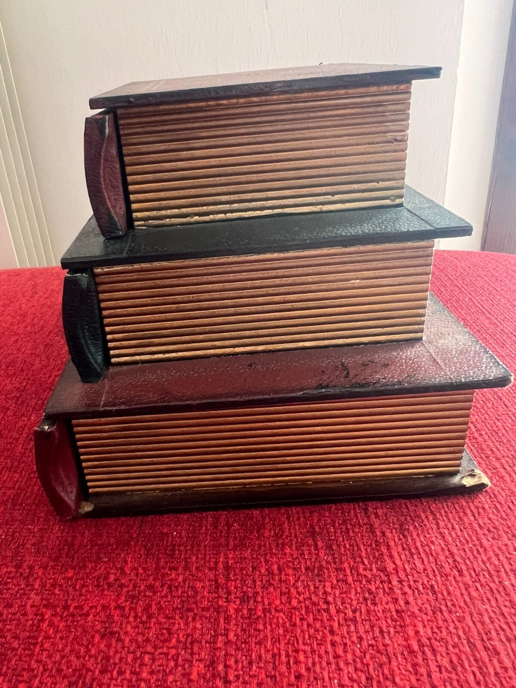 🔴 LIBRI contenitori cassaforte nascondiglio preziosi con pomelli pelle L 22 cm