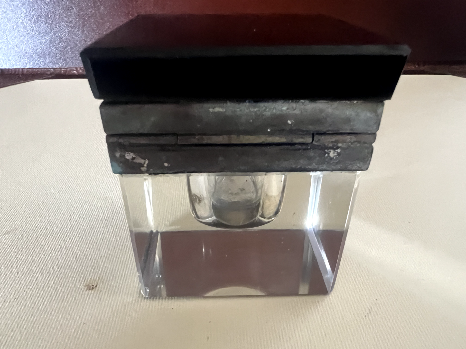 🔴 CALAMAIO inchiostro penna stilografica da scrivania VETRO marmo vintage
