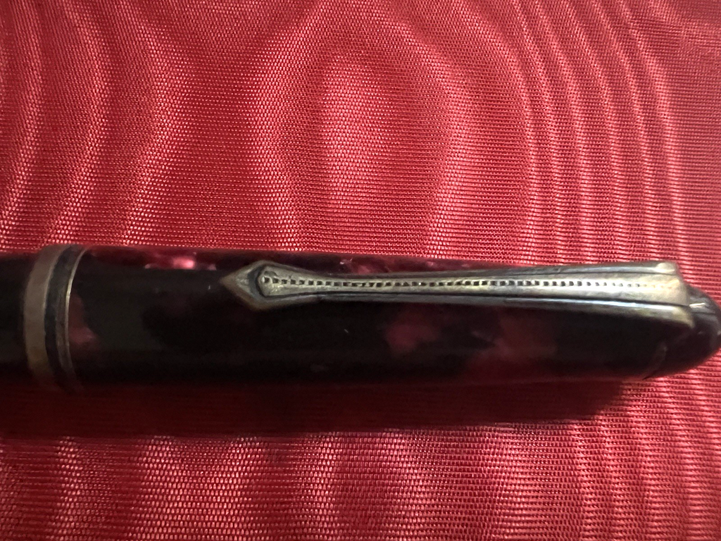 🔴 Penna stilografica resina ROSSA marmorizzata cartuccia o converter M vintage