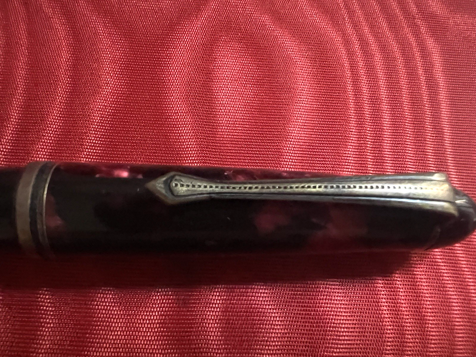 🔴 Penna stilografica resina ROSSA marmorizzata cartuccia o converter M vintage