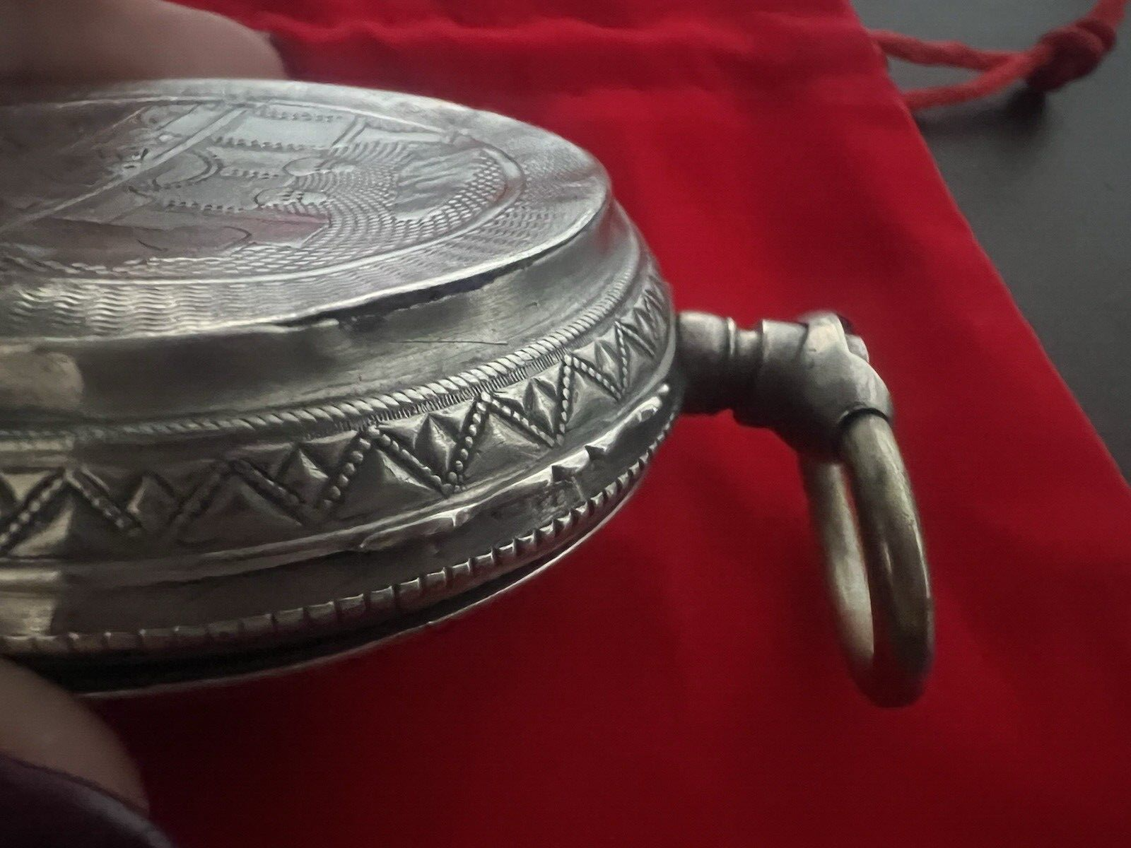 Etui Taschenuhr Silber 800 Massiv Lok Ligne Droite Vintage