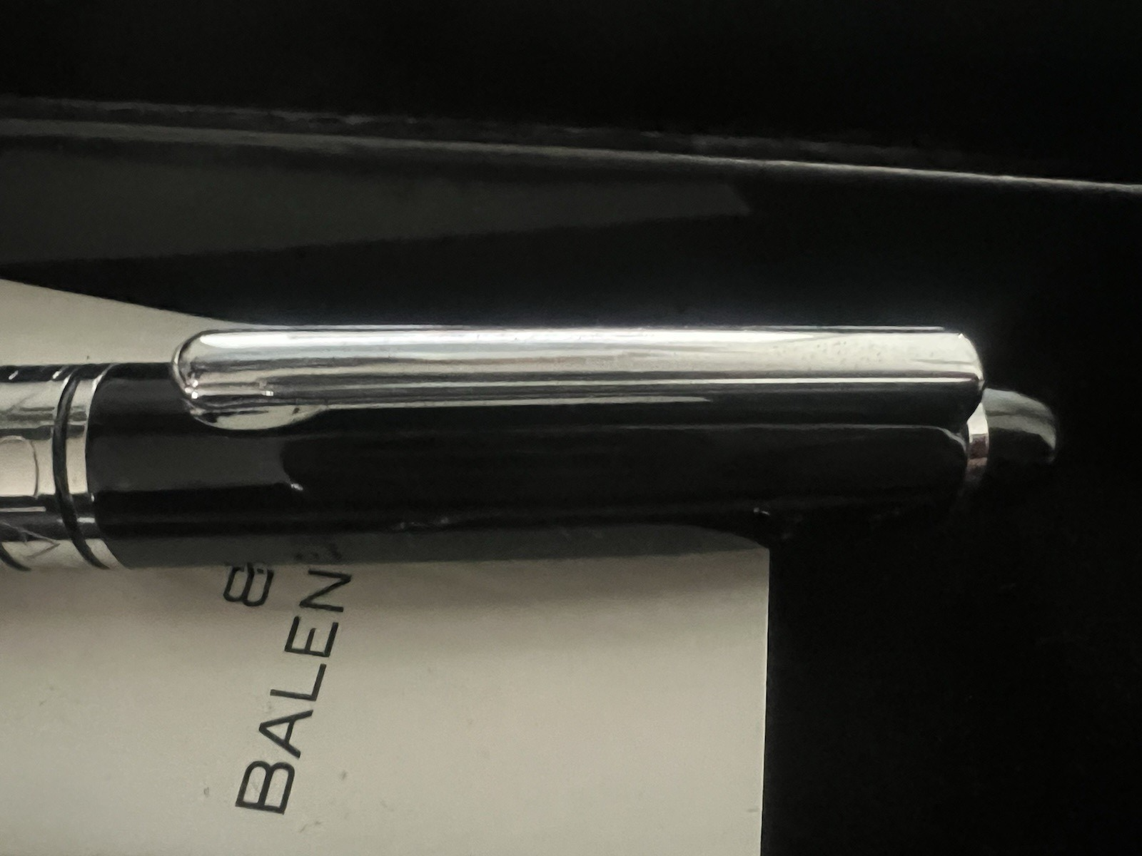 🔴 BALENCIAGA penna sfera lacca nera profili cromati H&C con scatola