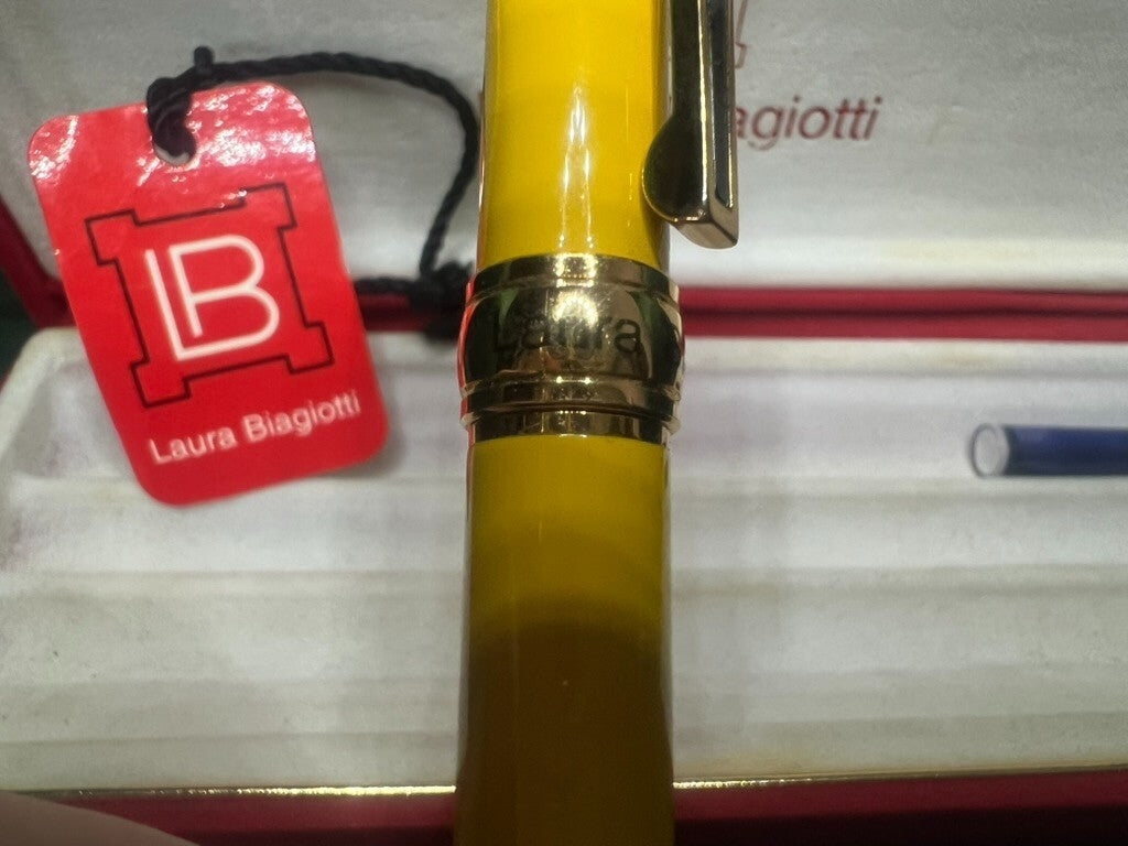 Laura Biagiotti Stylo-Plume Stylo à Plume Laque Jaune Iridium 6 Nouvelle