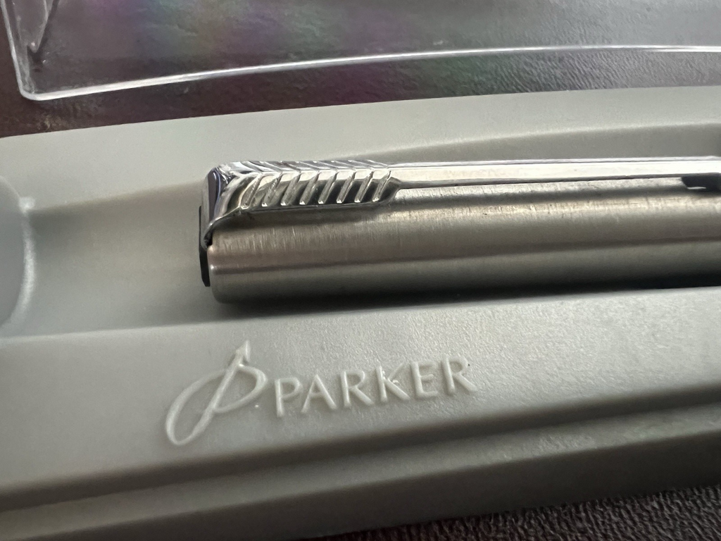 Parker Stylo-Plume Stylo à Plume Bleu Chrome M Avec Cartouches Écrit Vintage