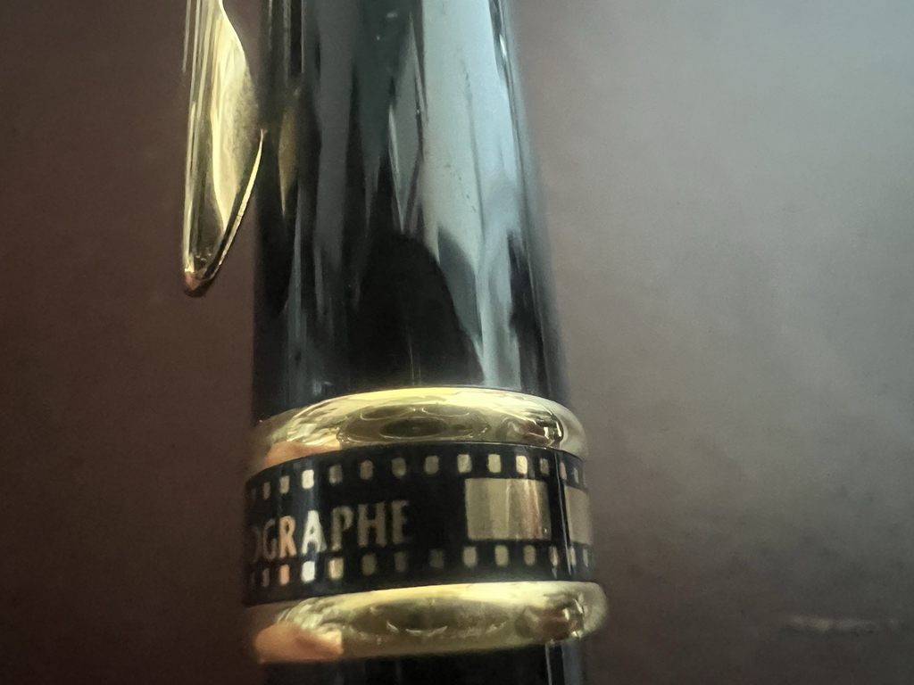 🔴 WATERMAN penna sfera CINEMATOGRAPHE nera bordo incisione pellicola