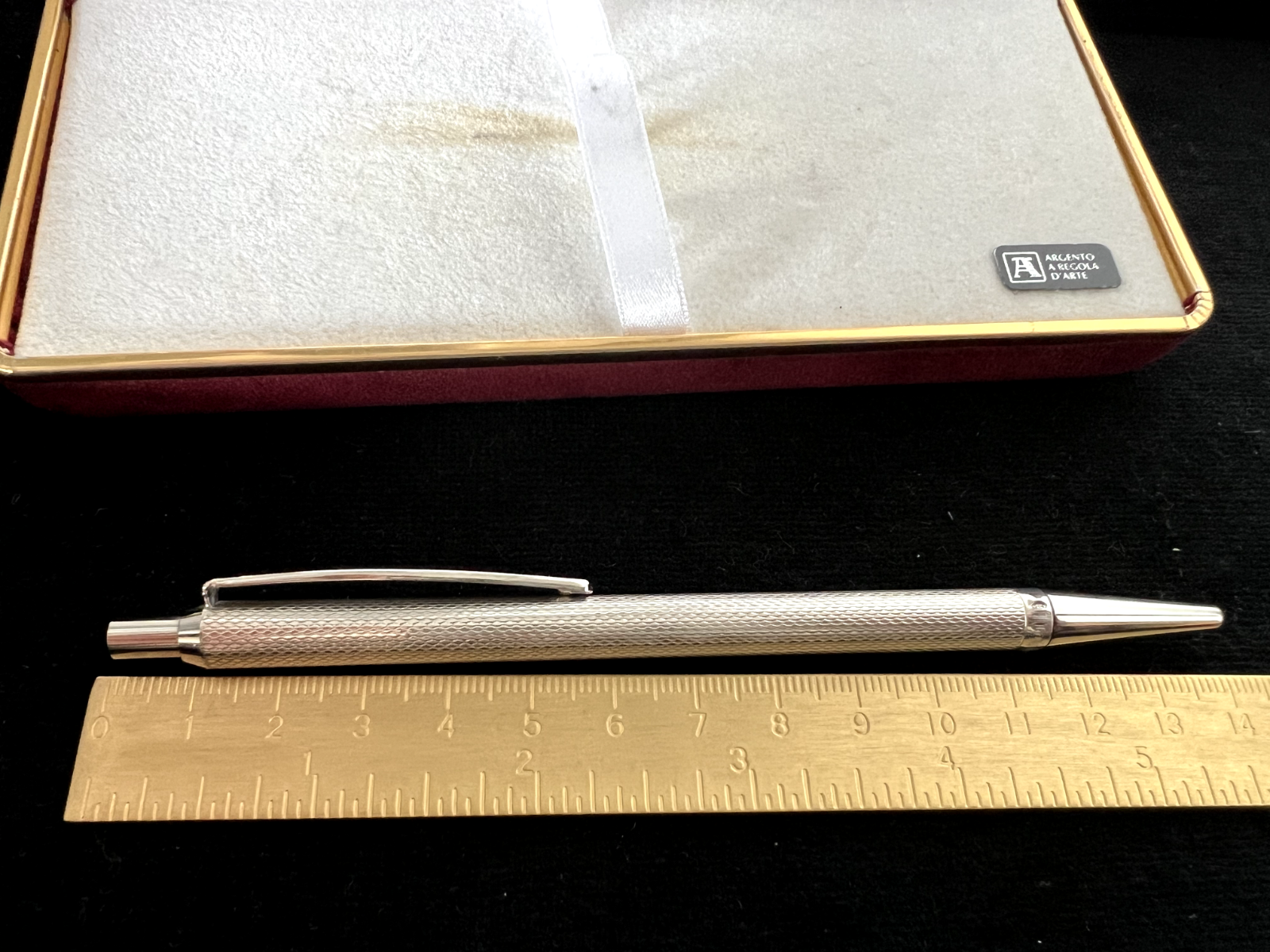 🔴 SETTELAGHI penna sfera ARGENTO 925 MASSICCIO guillocchè finestra personale 7