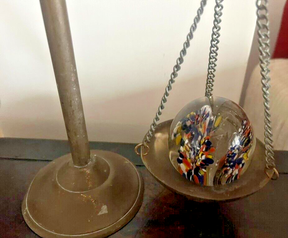 Balance Avec Plateaux Et Chaînes Fer Bronzé Chaînes Show Vintage L 30 CM