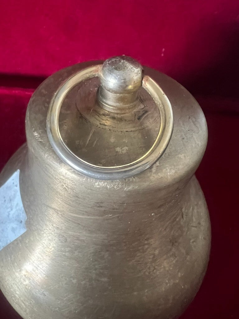 🔴 CAMPANA campanella metallo ottone da altare con cuore GRANDE h 12 cm vintage