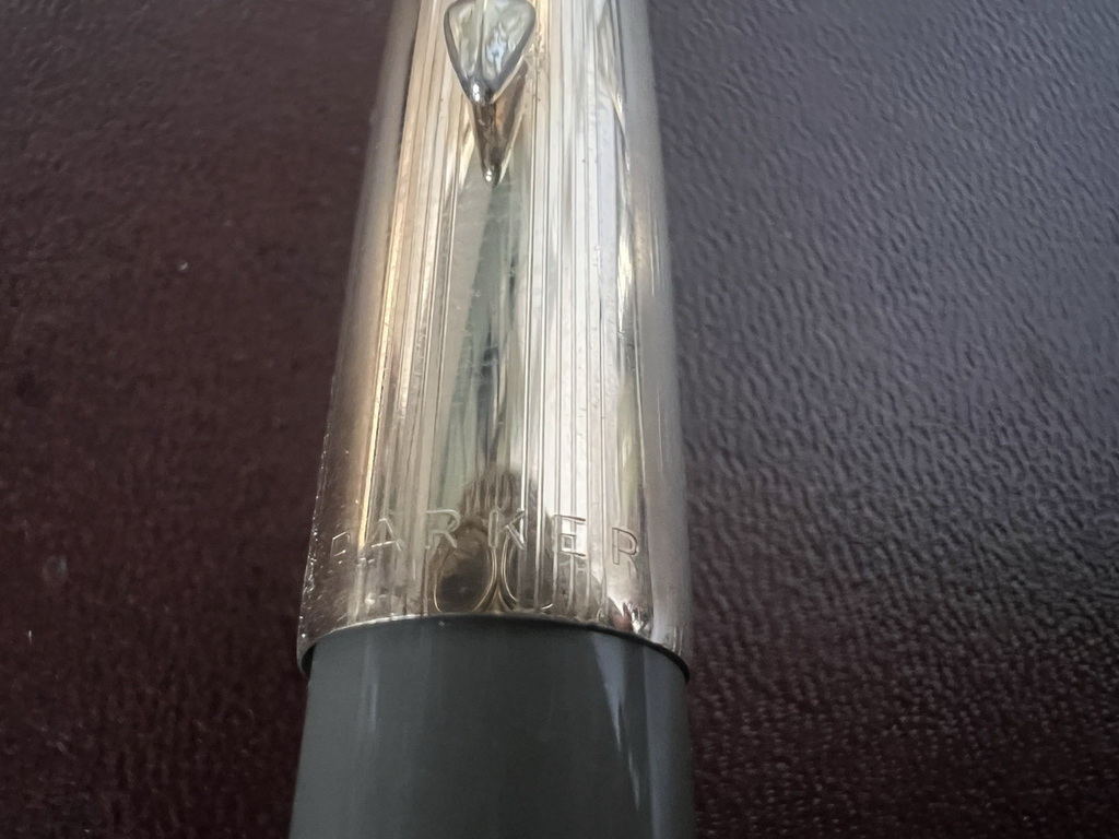 Parker Stylo-Plume Stylo à Plume 61 Gris Or Flèche Doré Gravé Vintage