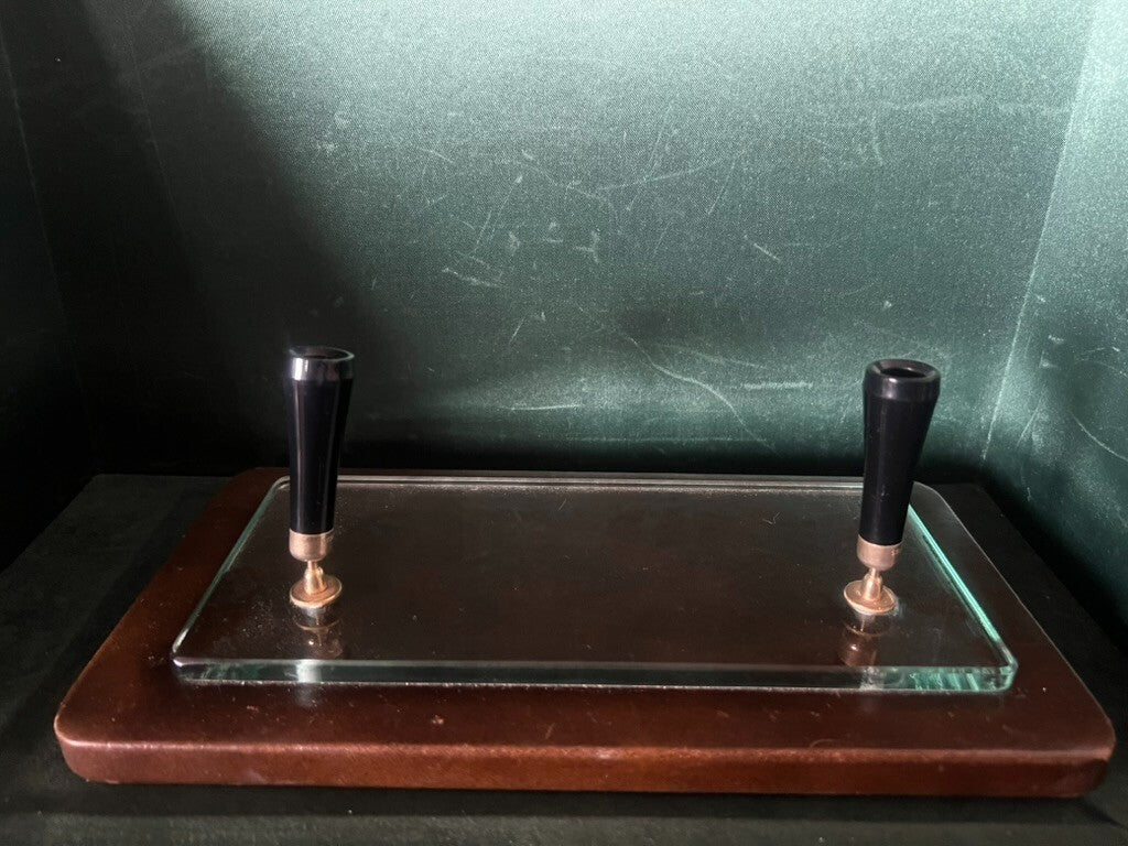 🔴 OMAS penna portapenne PELLE VETRO sfera stilografica stilofori 2 p vintage