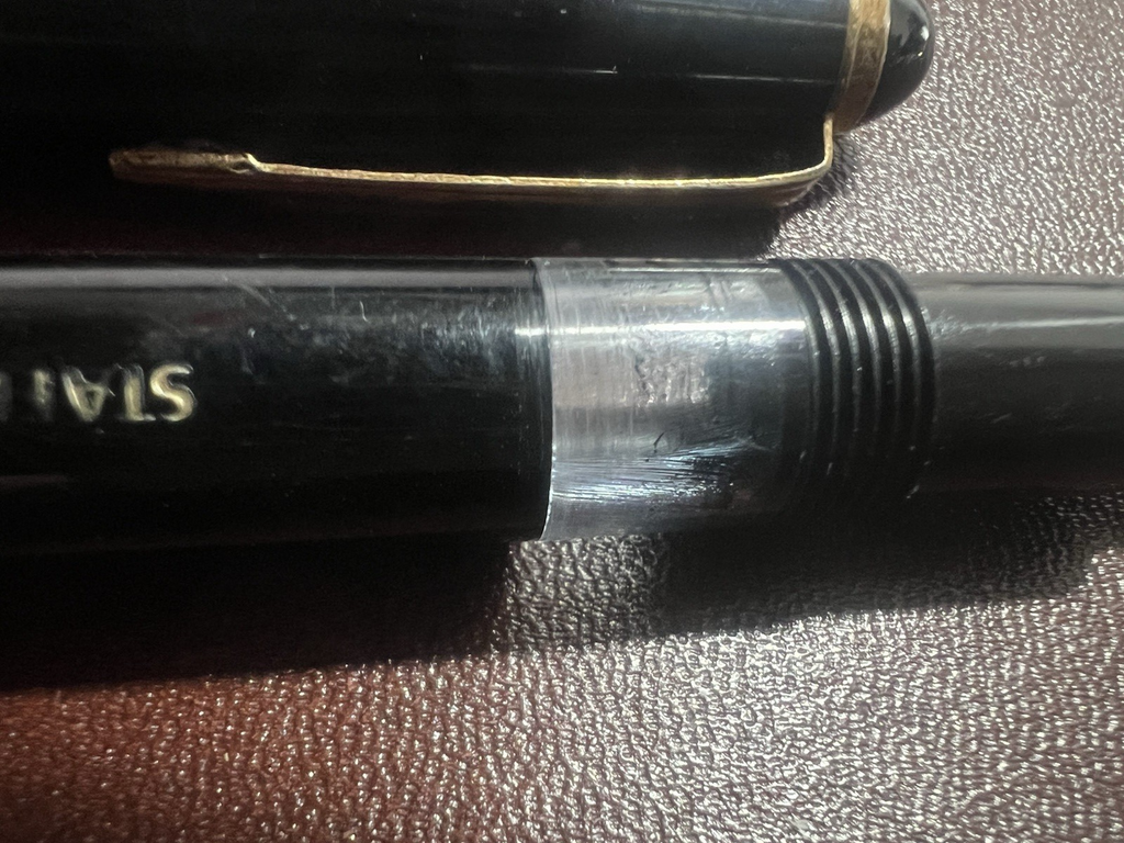 🔴 STAEDTLER penna stilografica PISTONE nera dorata pennino laminato oro vintage