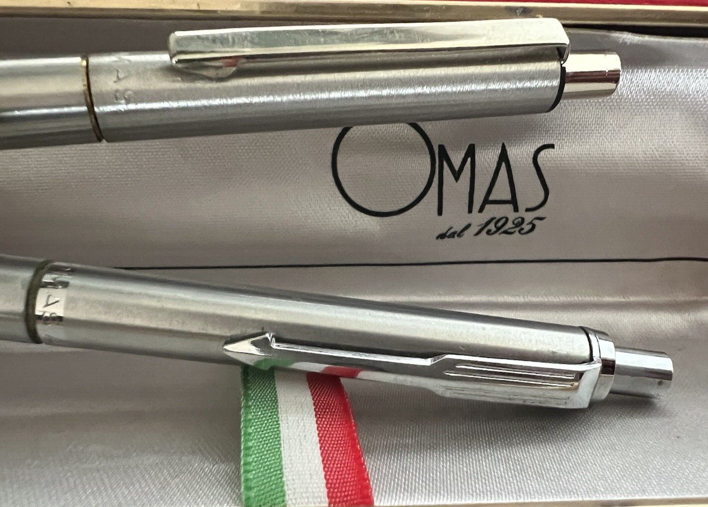 🔴 OMAS penne sfera cromate metallo pulsante a scatto scrivono italiane vintage
