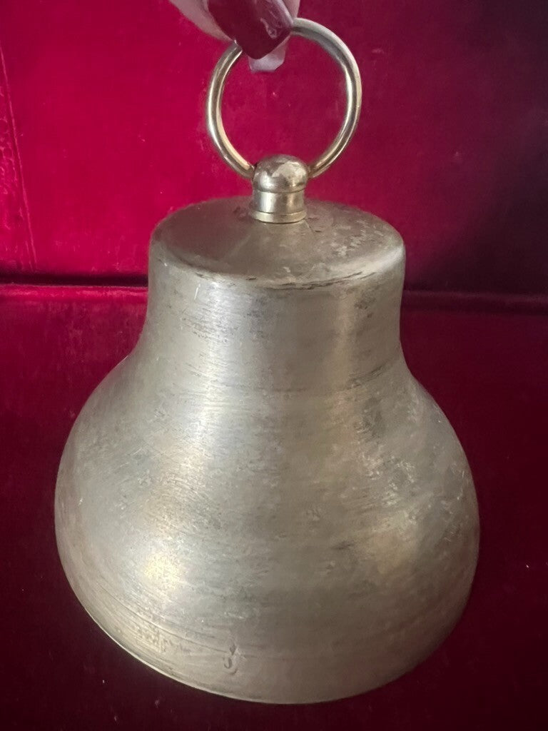🔴 CAMPANA campanella metallo ottone da altare con cuore GRANDE h 12 cm vintage