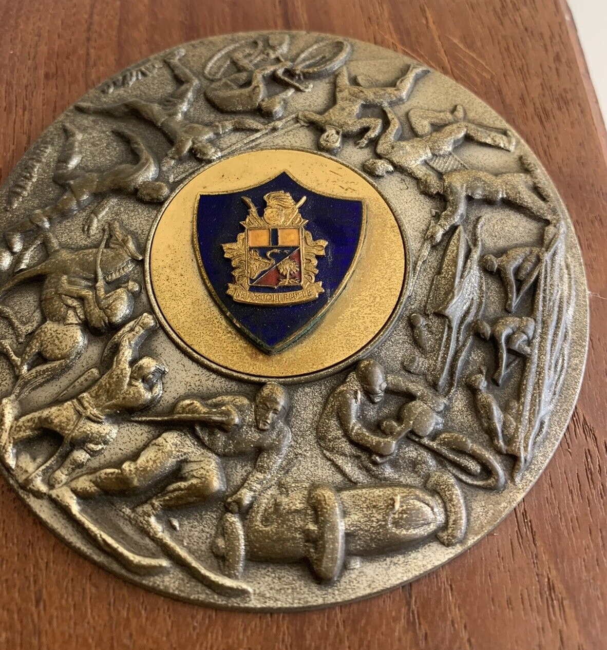 Crest Militaire Carabinieri Bouclier Bois Vintage Centre Sport Vintage