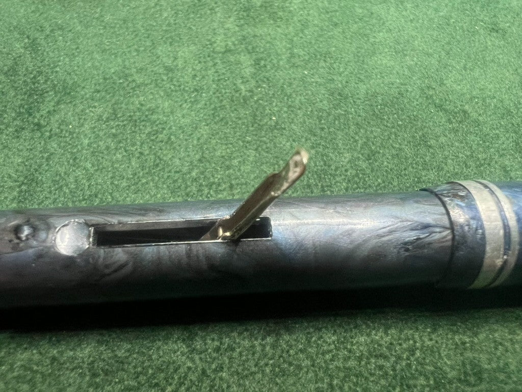 🔴 Penna stilografica AZZURRA MARMORIZZATA profili cromati a leva SCRIVE vintage