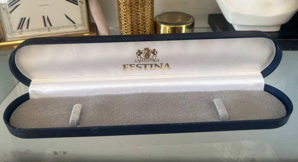 🔴 FESTINA box scatola orologio cofanetto custodia interno floccato bianco BLU