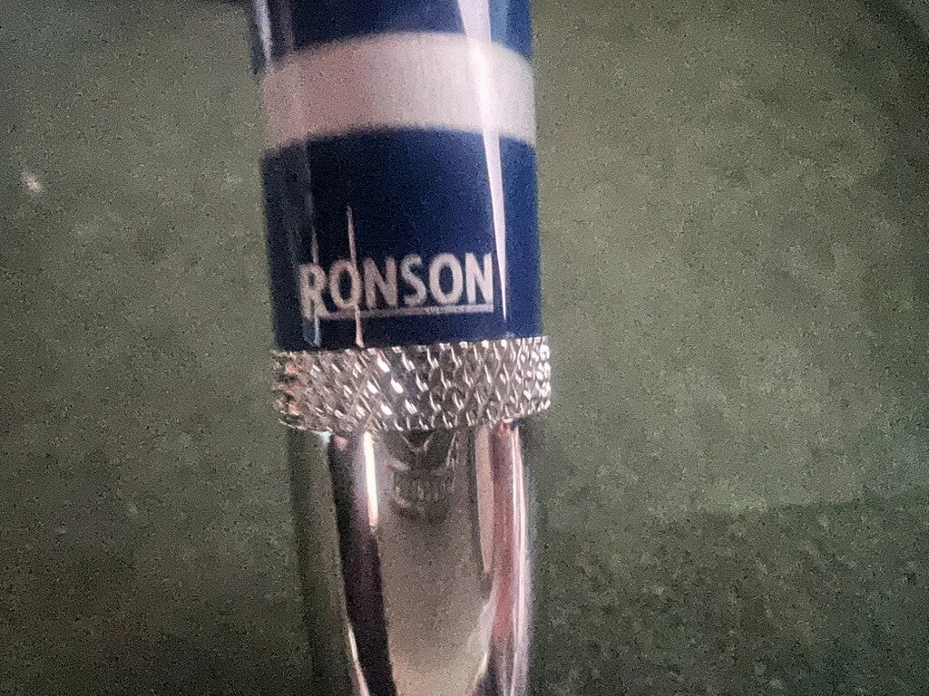 Ronson Pen Sphere Lacquer Blue Cobalt Trim Chrome Marking