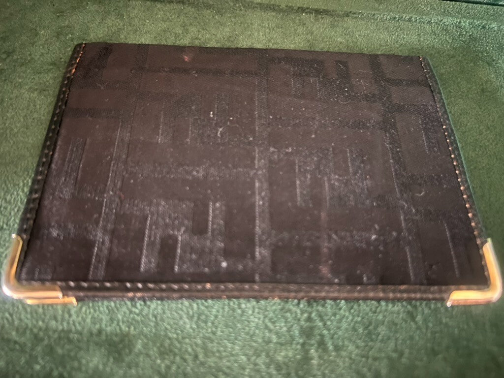 Fendi Porte-Documents Homme Femme Tissu Citrouille Noir et Cuir Original Rétro