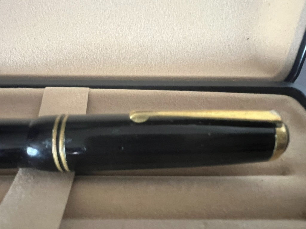 🔴 Penna stilografica celluloide nera pulsante di fondo italiana vintage