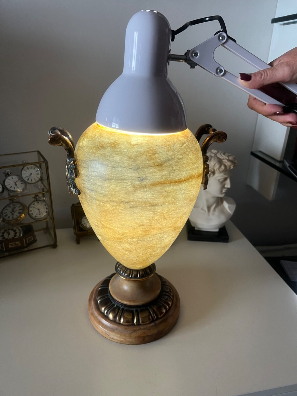🔴 Anfora ALABASTRO ORIGINALE vaso lume lusso PESO 8 kg grande qualità VINTAGE