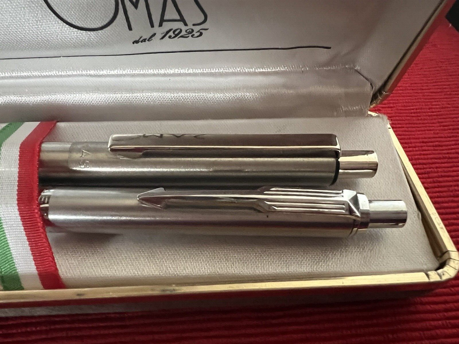 Grand-Mère Penne Sphère Chrome Métal Bouton Automatique Scrivono Italiane Cru