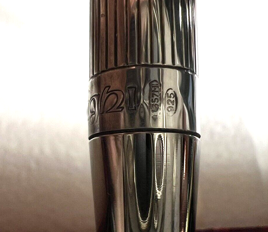 Settelaghi Stylo-Plume Sphère Argent 925 Massif Rayures Écrit Boîte Garantie 6