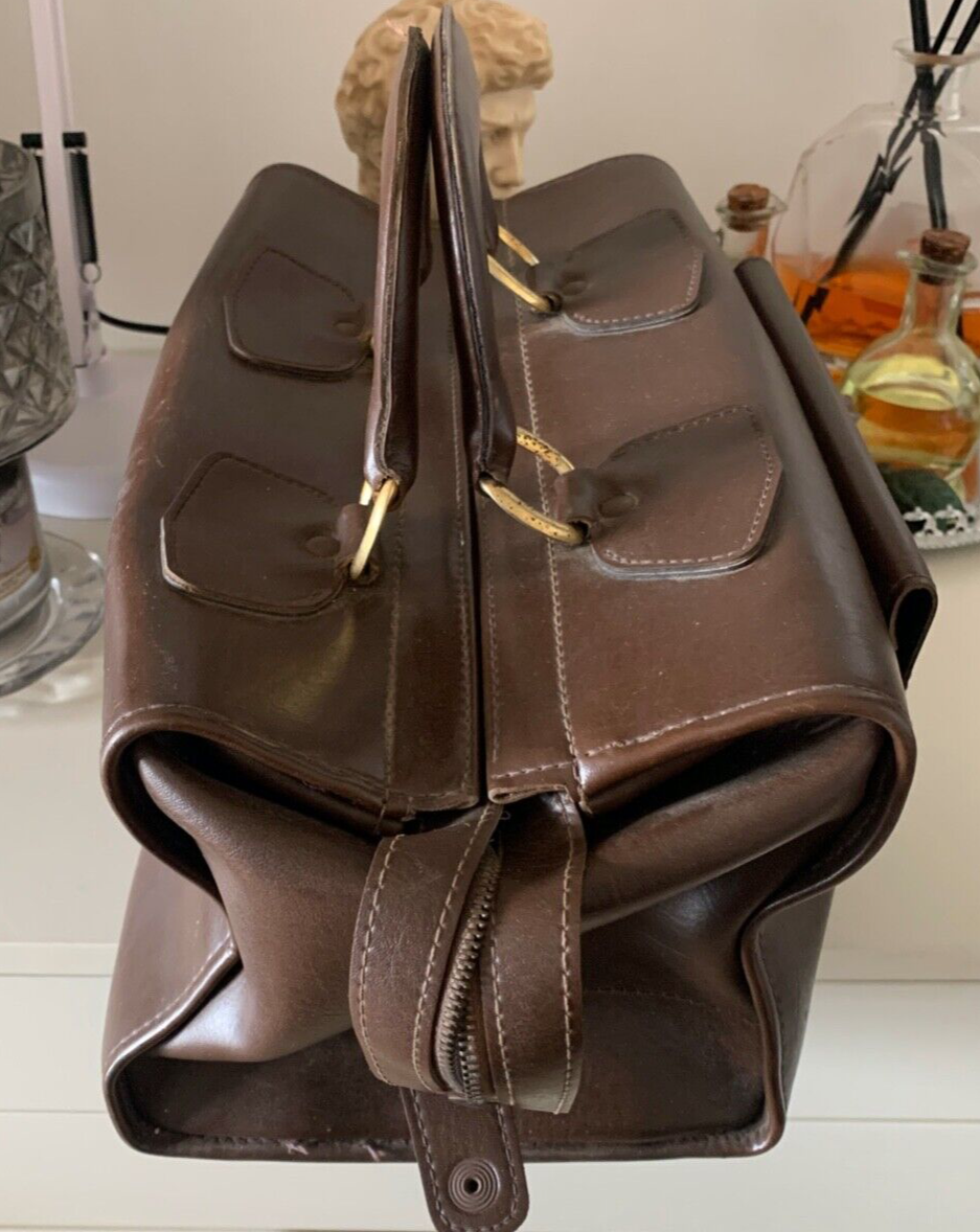 🔴 Borsa DOTTORE marrone in similpelle vintage da collezione
