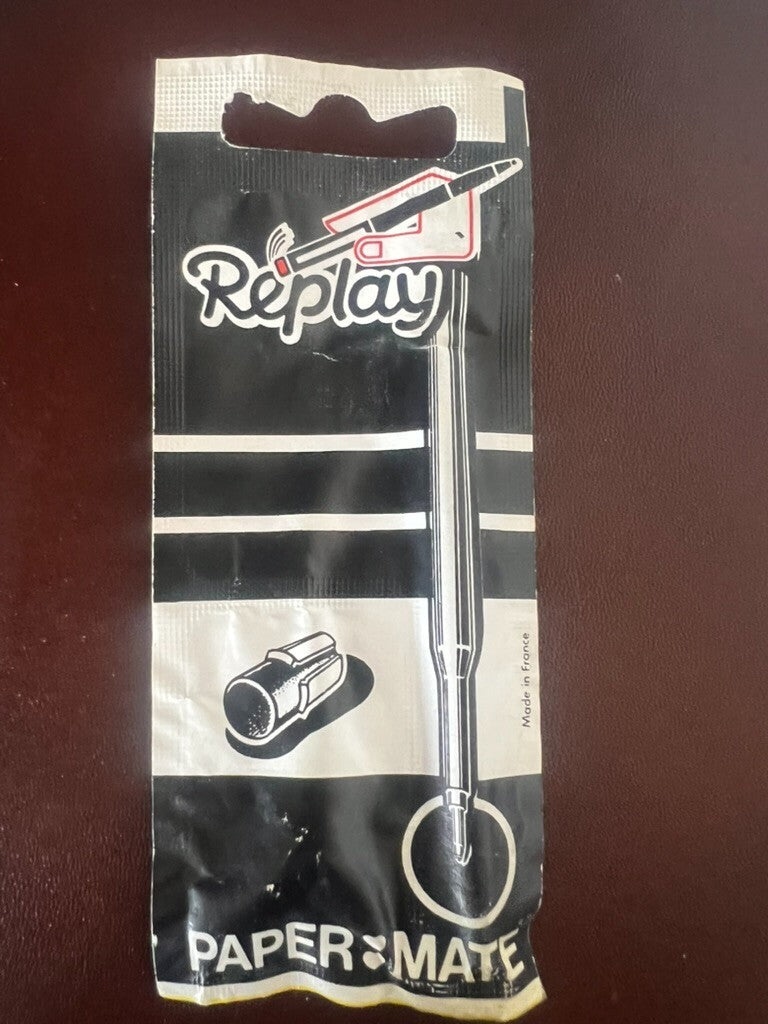 🔴 PAPERMATE refill penna Replay NERO con gommino ricambio ricarica