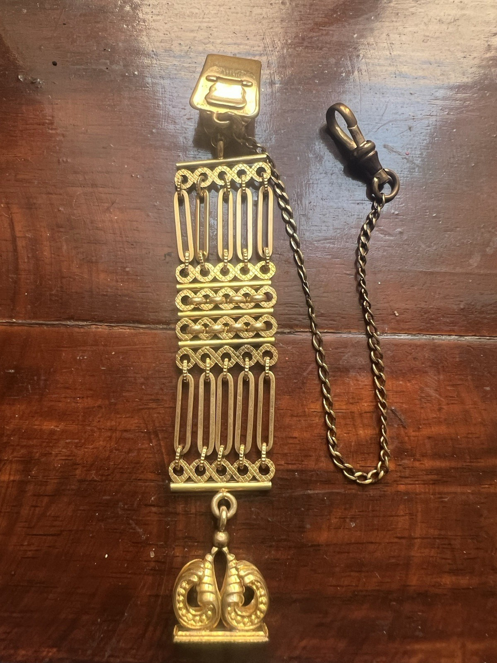 🔴 CATENA orologio tasca Vittoriana chatelaine sigillo pinchbeck antica 1800 N.1