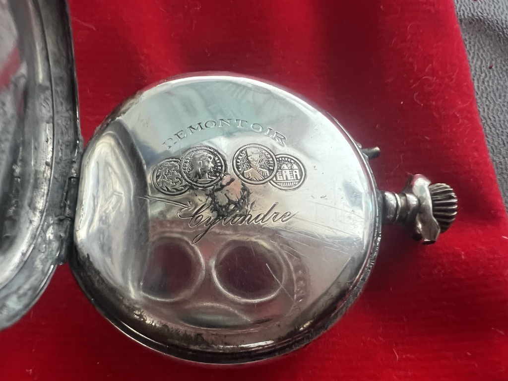 🔴 Orologio tasca ARGENTO 800 donna da revisionare parti vintage REMONTOIR 4