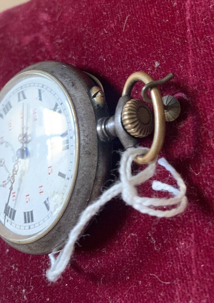 Montre Poche Français Remontage Manuel Cadran Céramique Fonctionne Antique 
