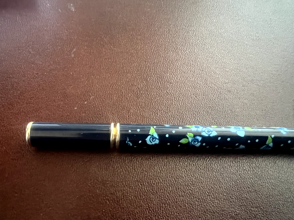 Naj Oleari Stift Kugel Autolack Blau Blumen Blau Schreibt Vintage 1990 