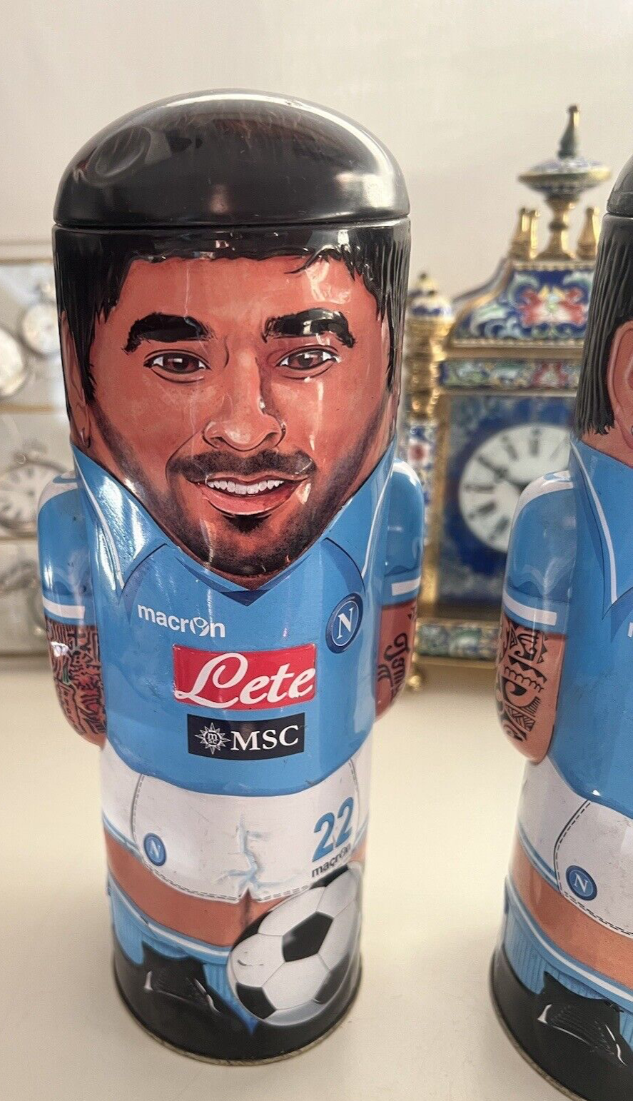 🔴 CALCIO NAPOLI Lavezzi Hamsik scatole in latta RARE DA COLLEZIONE VINTAGE H25