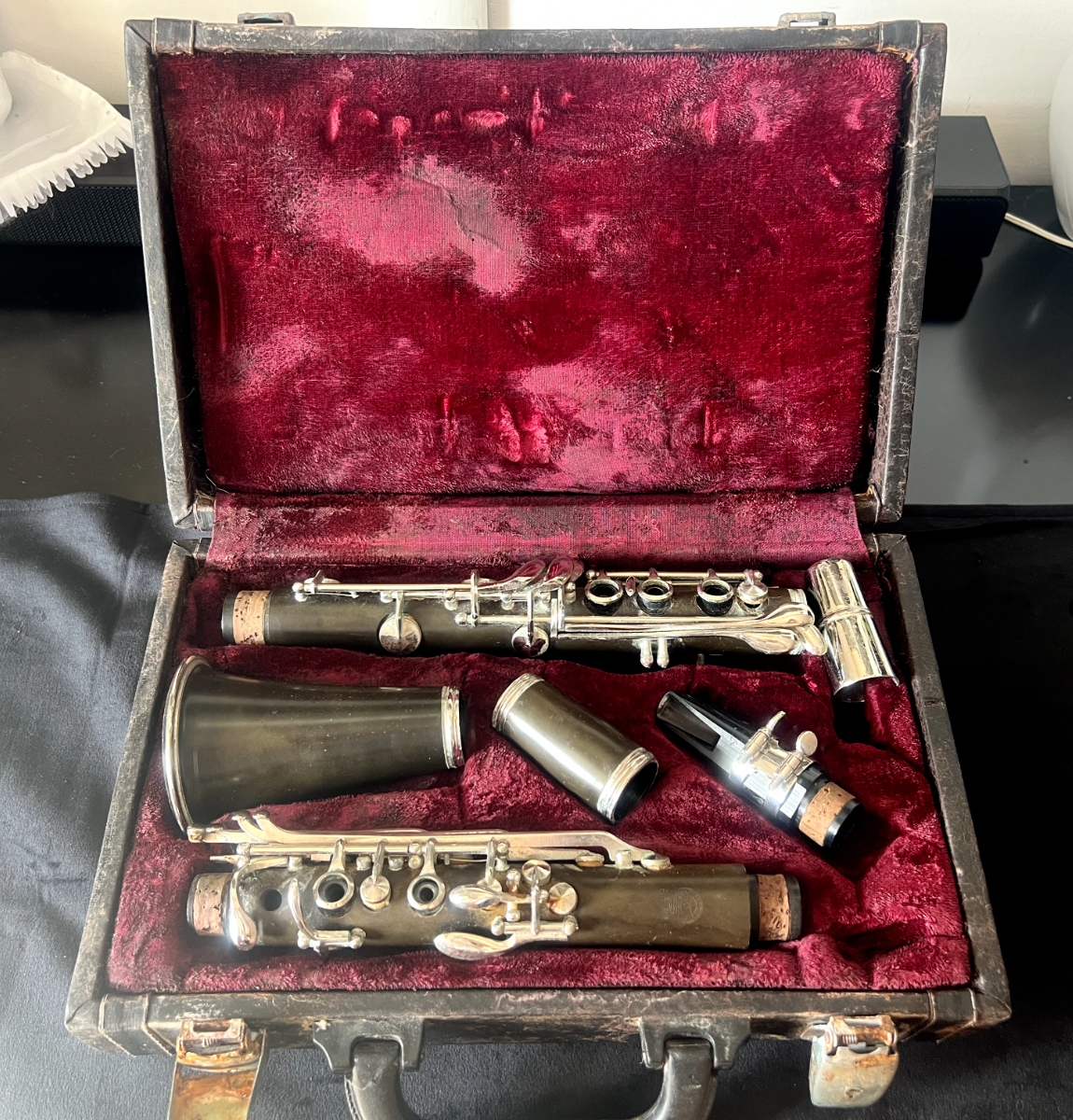 🔴 Clarinetto HSINGHAI legno completo valigia interno velluto originale vintage