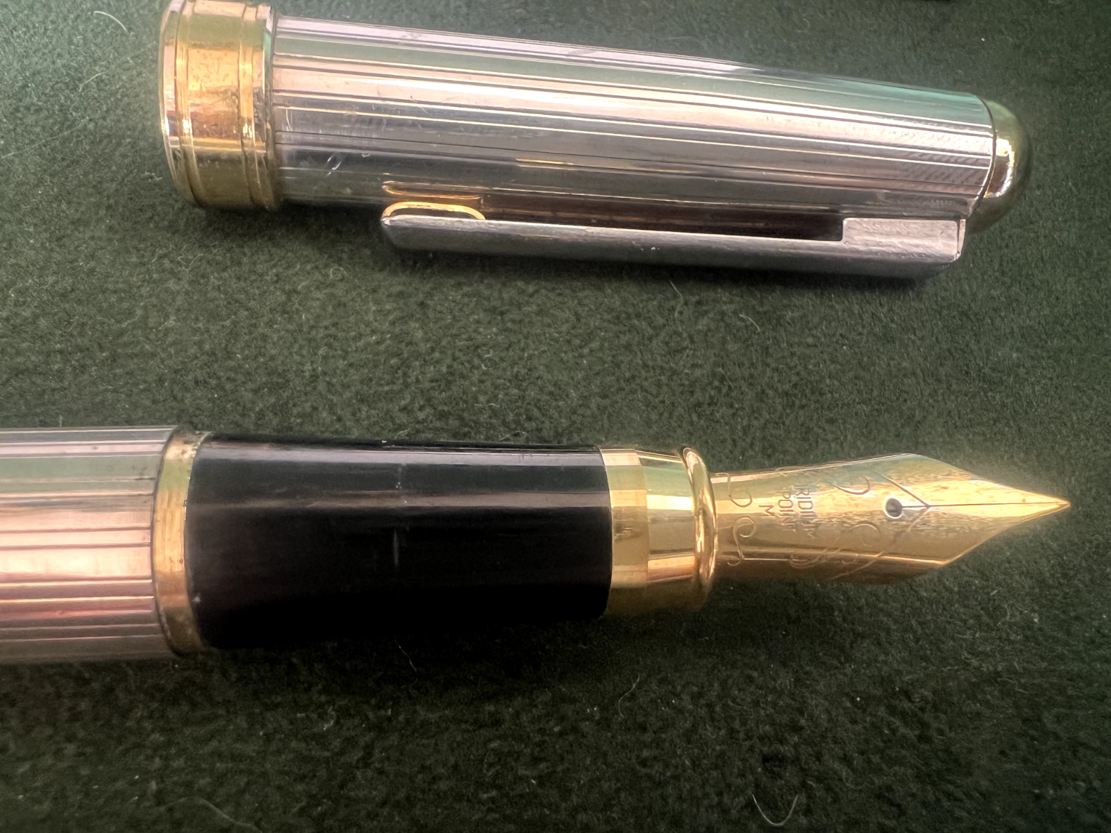 🔴 Penna stilografica ARGENTO 925 a cartuccia pennino Iridium M forte peso